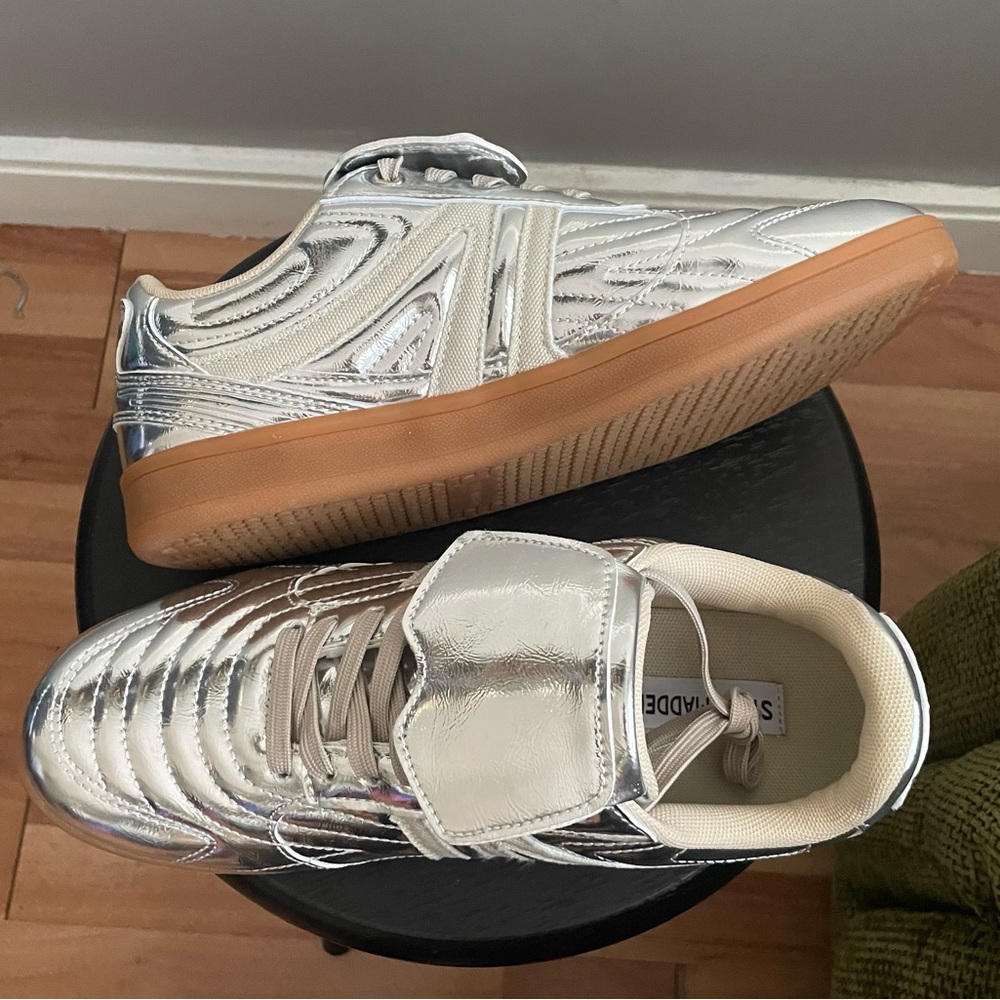 Steve Madden Madrid Womens Metallic Silver Sneakers Casual Shoes, Size 9.5 US - Picture 10 of 10